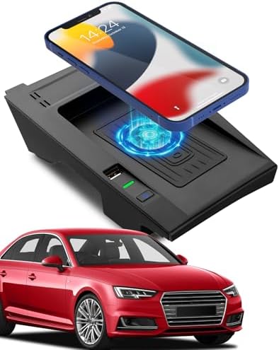 Wireless Phone Charging Pad for Audi A4, A5, S4, S5 (2016-2024) – Premium USB Organizer for Effortless Connectivity and Fast Charging Solutions – Enhance Your Interior with Sleek Design and High-Speed Power Boosts – Ideal Audi Accessories for a Clutter-Free Dashboard and Safe Driving Experience