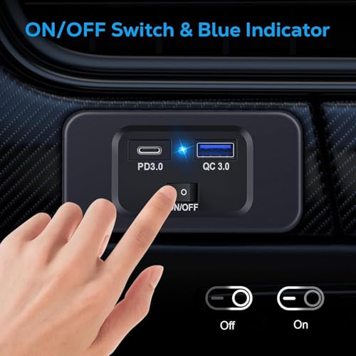 Linkstyle Dual USB RV Outlet – 36 W Quick Charge 3.0 & 30 W Power Delivery 3.0 Ports with LED Indicator & Power Switch for Enhanced Travel Connectivity – Ideal Car Charging Solution for RVs and Boats