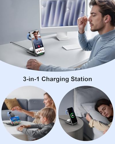 NANAMI 3-in-1 Wireless Charging Dock – Fast Charge Station for Google Pixel 9 Pro/XL/8/7/6, Buds Pro 2, and Watch 3/2 – Versatile Qi Charger with PD 3.0 Adapter for Home and Office – Safe, Ergonomic Design with Magnetic Pixel Watch Compatibility and Universal Device Support – Perfect Gift for Tech Lovers and Google Enthusiasts