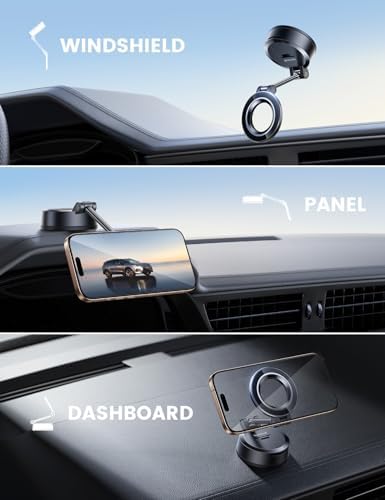 Lamicall Mag Safe Car Mount – 70 LBS Ultra-Stable Magnetic Phone Holder for Secure Dashboard & Windshield Use, 360° Rotatable Viewing for i Phone 16 Pro Max Plus, 15, 14, 13, 12 – Optimal Safety & Effortless Connectivity for All Drivers