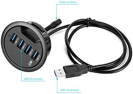 Streamline Your Workspace with the WDX Desk-Fit 4 Port USB 3.0 Hub – Compact 3.14″ Diameter Design with 5 Gbps Data Transfer, 3.5 mm Audio Mic Jack, and BC 1.2 USB Charger for i Phone & Smartphones – Ultimate Connectivity Solution for Professionals and Tech Enthusiasts