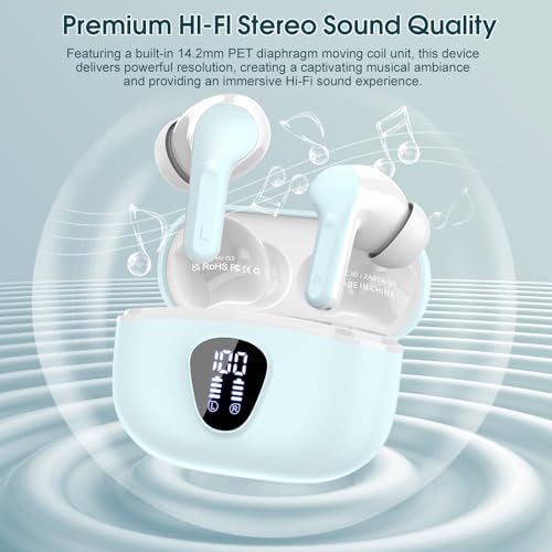 Elevate Your Sound Experience with Premium Wireless Earbuds – Advanced Bluetooth 5.4, Hi-Fi Stereo Audio, and ENC Noise Cancellation for Crystal-Clear Calls, IP7 Waterproof Design for Active Lifestyles, 48-Hour Playtime with LED Battery Display, Chic Rose Gold Finish for Everyday Elegance in Sports and Leisure