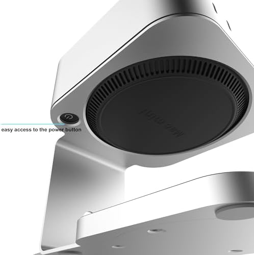 Aluminium Alloy Desk Stand with Integrated Wireless Charger for Mac Mini M4/M4 Pro – Optimized for Mobile Phones and Headphones with Enhanced Heat Dissipation and Space-Saving Design, USB-C Compatible, Customizable with Apple Mag Safe Charger, Anti-Slip Silicone Pad for Stability and Scratch Prevention