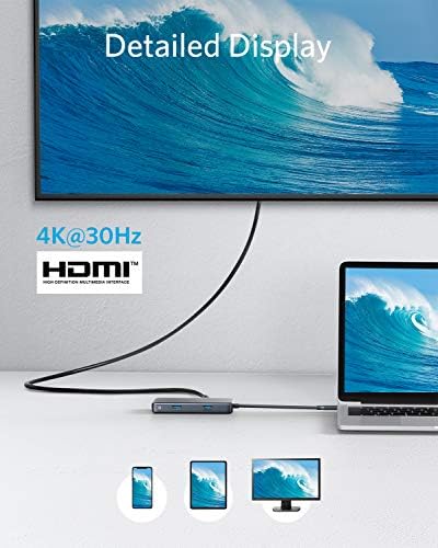 Anker 7-in-1 USB C Hub Adapter – Ultimate Connectivity Solution with 4 K HDMI, 60 W Power Delivery, Gigabit Ethernet, Dual USB 3.0 Ports, and SD/micro SD Readers for Mac Book Pro and More – High-Speed, Durable, and Efficient Accessory for Modern Laptops