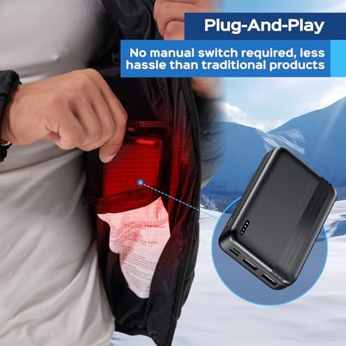 Ultimate 10,000 m Ah Heated Vest Battery Pack – 5 V/2 A Power Bank for Electric Jackets, Coats, and Hoodies – Lightweight USB Charger for All-Day Warmth in Winter Activities – Enhanced Compatibility (Excludes 7.4 V Heated Gear) – Perfect for Outdoor Enthusiasts