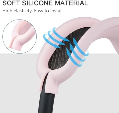SOPROM Air Pods Max Premium Comfort Kit – Breathable Mesh Earpads, Protective Headband Cover, TPU Scratch-Resistant Case, and Silicone Grip Sleeves in Stylish Pink – Sweatproof Accessories for Ultimate Audio Enjoyment and Longevity