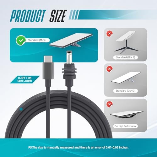 Starlink Mini USB-C to DC Power Cable – 18 AWG 100 W Waterproof Charging Solution, 5 M Length for Optimal Device Compatibility and Fast Performance, Ideal for 65 W+ PD Sources, Durable and Weather-Resistant Design for Reliable Outdoor Use