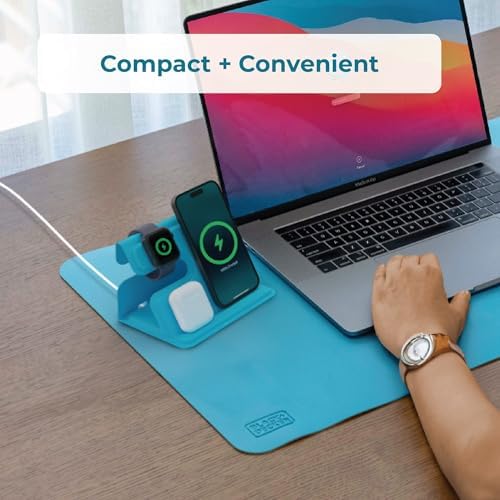 BLACK+DECKER 3-in-1 Wireless Charging Station for Apple Devices – Foldable Travel Charger Compatible with i Phone 16/15/14/13 Pro Max, Apple Watch, and Air Pods – Fast Charging, Enhanced Compatibility, Ideal for On-the-Go Users
