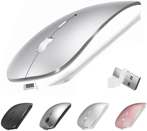 Ergonomic Wireless Bluetooth Mouse for Mac & Surface Pro – USB-C Rechargeable, Silent Operation with Jiggler Feature for Undetectable Mouse Movement – Ultimate Productivity Companion for Mac Book Air/Pro & i Mac Users