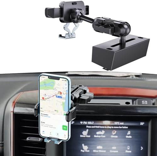 Kaishengyuan Premium Metal Phone Mount for 2019+ Ram Trucks – Durable Adjustable Dash Holder for Dodge RAM 1500/2500/3500 & TRX Models, 360° Rotatable Smartphone Stand for Ultimate Hands-Free Navigation & Safe Driving, Effortless Tool-Free Installation for All Smartphone Compatibility, Elevate Your Driving Experience with Enhanced Aesthetics and Functionality
