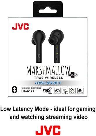 JVC Marshmallow+ True Wireless Earbuds – Premium Sound with Low Latency & Touch Control – Bluetooth 5.0 for Instant Connectivity – Up to 30 Hours of Playtime – Sleek Black Design for Active Lifestyles – Ideal for Commuting, Fitness, and Home Enjoyment