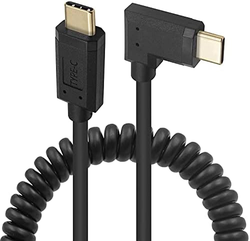 Qaoquda Premium Coiled USB 3.1 Type C Cable – 4 FT Stretchable USB-C Male to Female Spring Cable for 10 Gbps Fast Data Transfer and 3 A Rapid Charging – Ideal for Laptops, Smartphones, and Tablets – Tangle-Free Design for Enhanced Durability and Ergonomic Workspace Management