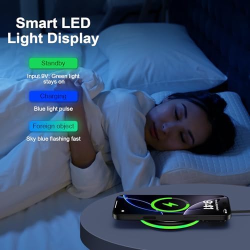 Ultra-Fast 15 W Wireless Charging Pad for Samsung Galaxy S25 Series and Google Pixel 9 – Sleek, Non-Slip Design with Quick Charge 3.0 Adapter – Charge Your Device Faster and Safer – Ideal for Nightstand Use and All Smartphone Cases – Compact and Portable Wireless Charging Station for Android and i Phone – Enhanced Stability with Silicone Surface – Overheat and Short Circuit Protection for Reliable Performance – Perfect for Home or Travel