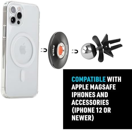 Nite Ize Steelie Original Vent Kit – Premium Magnetic Phone Mount for Effortless Car Vent Attachment – Versatile Hands-Free Holder with Neodymium Magnets – 360-Degree Rotation for Navigation and Calls – Essential Portable Car Accessory for Smartphones and Cases – Enhance Safety and Connectivity on the Road