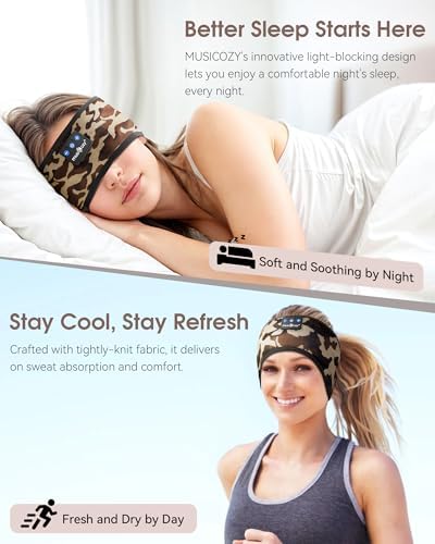 MUSICOZY Bluetooth 5.4 Sleep Headband – Ultra-Thin Stereo Earbuds for Uninterrupted Comfort and Performance, Sweat-Resistant for Active Lifestyles & Serenity (White Red) – Elevate Your Audio Experience with Innovative Design and Superior Sound Quality