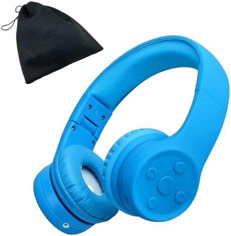 Light Blue Kids Bluetooth Headphones – Safe 93 d B Volume Limitation for Ear Protection – Foldable & Travel-Friendly Design – Built-in Microphone for Hands-Free Calls – Comfortable Wireless Headphones for Toddlers and Children – Perfect for School, Home, and Fun Activities