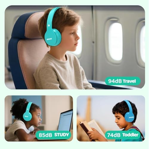 Experience Ultimate Sound Safety with MIDOLA Bluetooth 5.3 Over-Ear Headphones for Kids – Wireless Audio Bliss with Volume Control (85/110 d B), 60-Hour Playtime, and Foldable Design in Trendy Blue – Perfect for School, Travel, and Home Adventures!