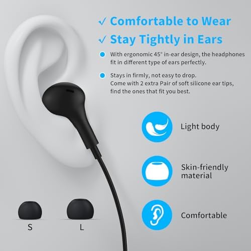 Magnetic USB C Earbuds for Samsung Galaxy S24 Ultra, S23 FE, S22, S21, A54, A53 & i Phone 16, 15 Pro Max – Noise Isolating Wired Headphones with Microphone and Volume Control for Enhanced Audio Experience – Perfect for Music Lovers and Professionals