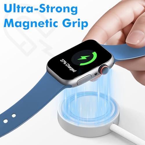 Ultra-Fast Magnetic Charger for Apple Watch – USB-C Power Cable with 3 Ft Length for Series 10, 9, 8, 7, 6 & SE – 2-3 Hour Rapid Charge with Intelligent Smart IC Technology – Sleek White for Optimal Compatibility & Durability on the Move