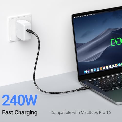 Ultra-Fast 80 Gbps USB-C Charging Cable – 1.5 FT Thunderbolt 5/4/3 Compatible – 240 W Power Delivery for i Phone 16/Pro/Plus/Pro Max & Samsung Galaxy – Dual 8 K/Single 16 K Video Output for Maximum Performance – Unmatched Speed & Durability for Tech Enthusiasts
