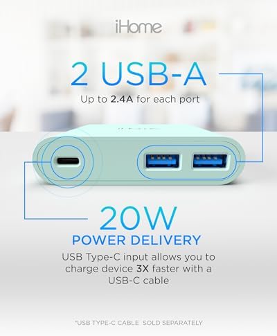 i Home 32 W AC Pro Multi-Port USB Wall Charger Block – Fast Charging Station with 1 USB-C and 2 USB-A Ports for Universal Device Compatibility – Compact, Efficient Power Hub for Home, Office, and Travel