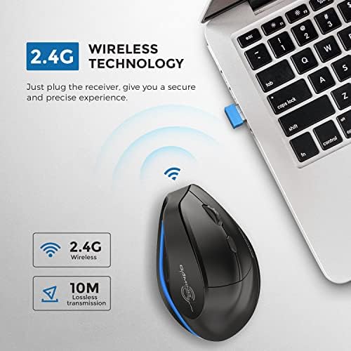 Elevate Your Productivity with ECHTPower Ergonomic Wireless Vertical Mouse – Multi-Device Bluetooth Connectivity, Adjustable DPI Up to 2400, LED Light for Enhanced Visibility, Perfect for PC, Laptop & Mac Users Seeking Comfort and Efficiency