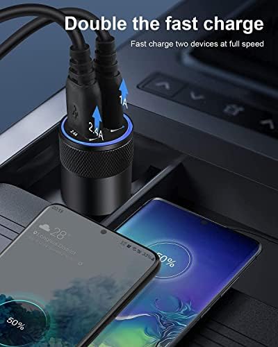 Ultimate Dual USB Car Charger Adapter – AILKIN 3.4 A Fast Charging Power Block for i Phone 16, 15, 14, 13 Pro Max & Samsung Galaxy S24 Ultra – Versatile Multi Port Cigarette Lighter Charger for Quick Device Power-Up on the Road – Compact, Durable & Travel-Friendly
