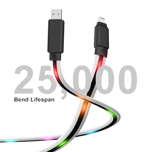 Ultra-Long 10 FT Apple MFi Certified Lightning Charging Cable with LED Indicator – Fast Charge for i Phone 14/14 Pro/Max, 13, 12, 11 Pro Plus, i Pad Pro/Air/Mini, and i Pod Touch – Enhanced Durability and Stylish Glowing Light Feature for Effortless Device Use