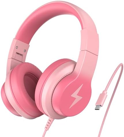 Unleash Your Child’s Potential with Premium USB-C Over-Ear Headphones – Crisp HD Audio, Safe Volume Control for Young Ears, Perfect for Learning and Adventure, Compatible with i Pads, PCs, Tablets – Stylish Foldable Design in Eye-Catching Blue for Ultimate Comfort and Engagement