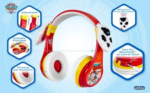 Paw Patrol Skye Kids Bluetooth Headphones – Safe and Stylish Wireless Sound with Built-in Microphone and Volume Limiting for Hearing Protection – Travel-Friendly Foldable Design Ideal for School and Home Use – Enhanced Comfort for Young Listeners and Versatile Compatibility across Devices