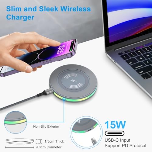 High-Speed 15 W Samsung Wireless Charging Pad for Galaxy S25 Ultra, S24 Ultra, S23 FE, S22, S21, S20 FE, Plus i Phone 16, 15, 14 Pro Max & Google Pixel 9 Pro XL – Ultimate Fast Charging Station with Enhanced Device Compatibility and Safety Features