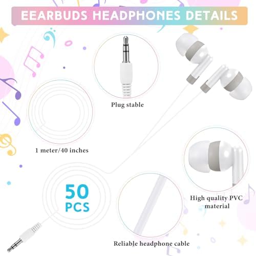 Bulk 50 Pack Red Wired In-Ear Headphones – Individually Bagged Earbuds for Enhanced Sound Quality and Device Compatibility – Perfect for Schools, Events, and Corporate Giveaways