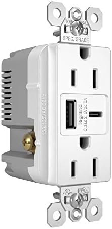 Legrand Pass & Seymour TR15 USBAC6 15 Amp Tamper-Resistant Duplex Outlet with Ultra-Fast 6.0 A USB A/C Charging Ports – Ideal Commercial and Residential Solution for Rapid Device Power-Up in Elegant Brown Finish