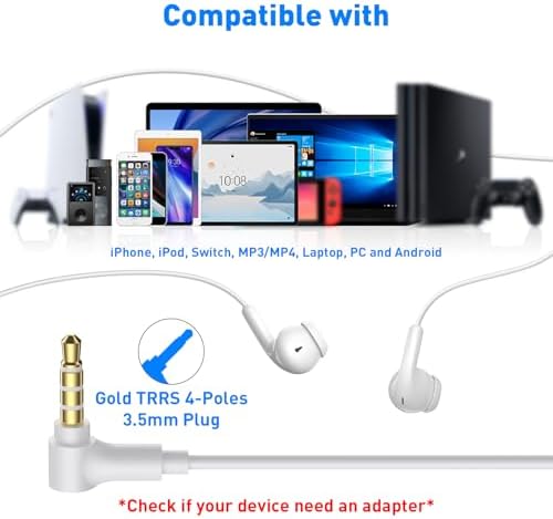 Premium Wired Earbuds with Integrated Microphone – Versatile 3.5 mm Earphones for Macbook, Laptop, i Phone, Android, and Gaming – Lightweight Comfort, Superior Sound Quality, Ideal for Students and Gamers