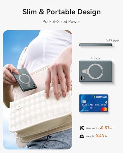Revolutionize Your Mobile Charging with the Kuulaa 10,000 m Ah Mag Safe Power Bank – Ultra-Slim, 20 W PD Fast Charging, Wireless & Portable with Kickstand and LED Display for i Phone 16/15/14/13/12 Series (Grey) – Seamless Compatibility and Enhanced Versatility