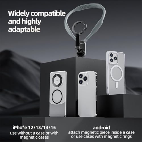 REYGEAK Magnetic Neck Phone Mount – Ultimate Hands-Free Vlogging Solution for i Phone 16/15/14/13/12 & Android Devices | Lightweight Adjustable Chest Stand for Effortless Video Capture | Enhanced Stability with Advanced Magnetic Technology | Perfect for Outdoor Adventures and Creative Content Creation