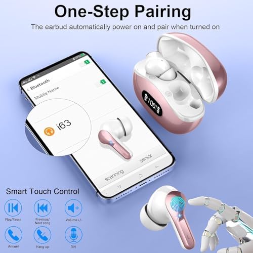 AOTONOK 2025 Wireless Earbuds – Advanced Bluetooth 5.3 Headphones with 40-Hour Playtime, IP7 Waterproof Protection, and ENC Noise Cancelling Technology for Ultimate Audio Experience – Ideal for Music Enthusiasts and Professionals on the Move