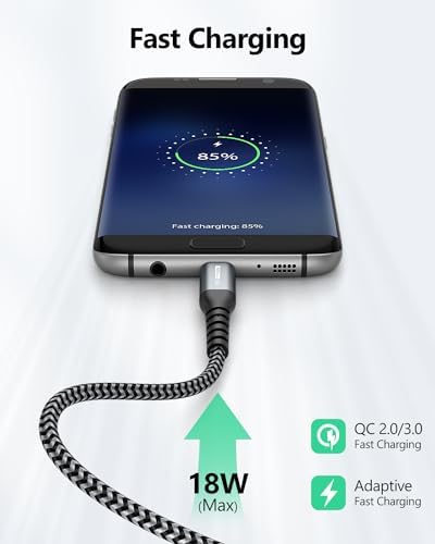 Ultra-Durable 10 FT Micro USB Cable 3-Pack – Fast 18 W Charging & Data Sync for Samsung Galaxy, Android Devices & PS4 – Premium Nylon Braided for Enhanced Flexibility & Strength – Perfect for Home & Office Use