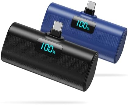 Dual-Pack Portable Power Bank for i Phone 16 Series – 5200 m Ah Fast Charging USB-C Battery Pack with Built-in Connector for i Phone 16/16 Plus/16 Pro/16 Pro Max/15 Series, Samsung & Android Devices – Lightweight Travel Charger for On-the-Go Convenience