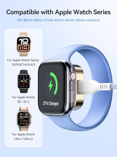 Elevate Your Charging Experience with LVFAN Fast Charger Cable for Apple Watch – Detachable USB-C & A Compatibility, Durable Nylon Braided Design for Seamless Daily Use and Travel – Ideal for Series 10, 9, 8, 7, 6, 5, 4, 3, SE, Ultra 2 Models