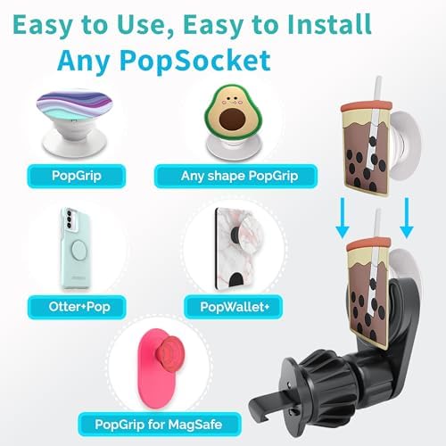 MCCHJoy Dual Magnetic Socket Car Vent Mount – Ultra-Stable No-Spin Phone Holder for All Devices and Pop Sockets – Secure AC Vent Hook for Safe Hands-Free Navigation and Streaming – Premium Compatibility for Every Journey