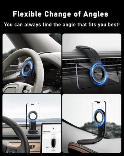 Revolutionary 15 W Mag Safe Car Charger Mount with 360° Adjustable Aluminum Arm – Effortless Fast Wireless Charging for i Phone 12-16 Pro Max – Sleek and Durable Phone Holder for Enhanced Driving Convenience – Your Essential Car Accessory for Modern Lifestyles