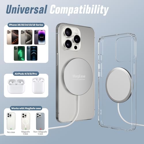 Magnetic Wireless Charger Duo – Hoonyer’s 15 W Fast Charging Pad for i Phone 16, 15, 14, 13, 12 & Air Pods 3/2/Pro – USB-C Cable & USB-A Converter Included – Ultimate Efficiency & Style for Tech Enthusiasts