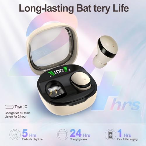 Ultra-Comfort Invisible Bluetooth Sleep Earbuds for Side Sleepers | Mini Wireless Headphones with Waterproof Design | Perfect for Clear Calls, Sports, and Ultimate Relaxation | Lightweight White Earphones for Work and On-the-Go Productivity