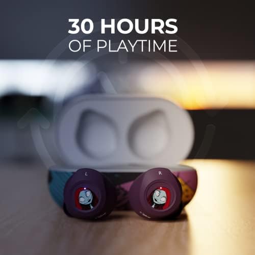 Disney Nightmare Before Christmas Wireless Glow-in-the-Dark TWS Earbuds – Bluetooth 5.0 Headset with Built-in Mic, IPX8 Waterproof Protection, and Portable Charging Case for Ultimate Audio Enjoyment – Unleash Jack and Sally’s Magical Soundscape Anytime, Anywhere