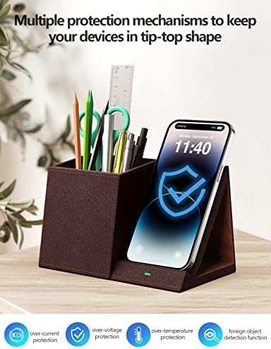 Transform Your Workspace with the Ultimate 2-in-1 Wireless Charging Pen Holder & Phone Stand – Perfect for i Phone 16/15/14/13/12/11/8 Series – Enhance Productivity & Declutter Your Desk – Ideal Gift for Men, Husbands, Dads & Professionals – Fast Charging & Functional Elegance
