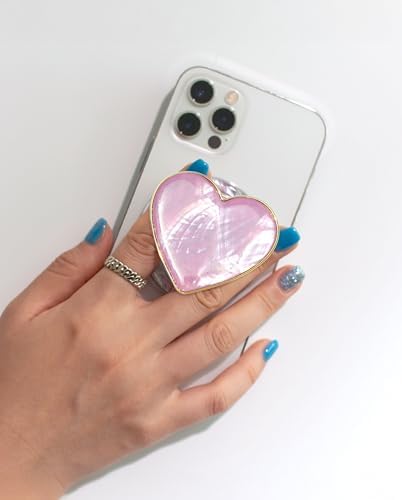 Chic Natural Seashell Heart-Shaped Phone Grip and Stand – Elegant Crème Mobile Accessory for Smartphones and Tablets – Ideal Collapsible Holder for Trendsetters Seeking Style and Functionality – Durable, Portable Design for Effortless Hands-Free Viewing