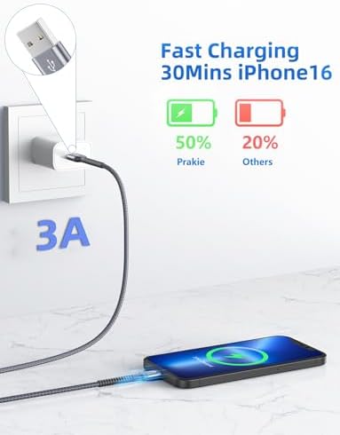 10 FT USB C Charging Cable – 2 Pack Durable Braided Fast Charger for i Phone 16, 15 Pro Max & Samsung Galaxy S23 – High-Speed 3 A Power Delivery, Tangle-Free Design for Enhanced Convenience and Compatibility