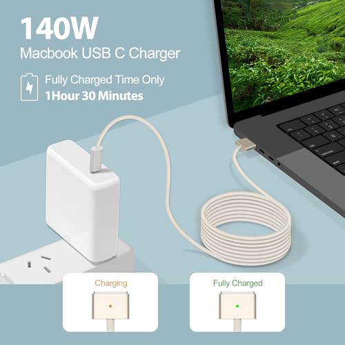 Upgrade Your Charging Game: 140 W USB-C to Magnetic 3 Cable (2 m/6.6 ft) for Seamless Compatibility with 2022/2023 Mac Air & Pro Models, Enhanced Rapid Charging & Durable Braided Design for Optimal Performance and Convenience