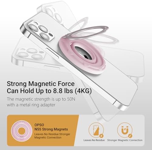 OPSO Magnetic Phone Ring Holder for Mag Safe – 360-Degree Rotating Silicone Finger Grip with Adjustable Kickstand Compatible with i Phone 16/15/14/13/12/Pro/Max & Samsung – Ultimate Hands-Free Essential for Enhanced Device Usability and Stylish Stability
